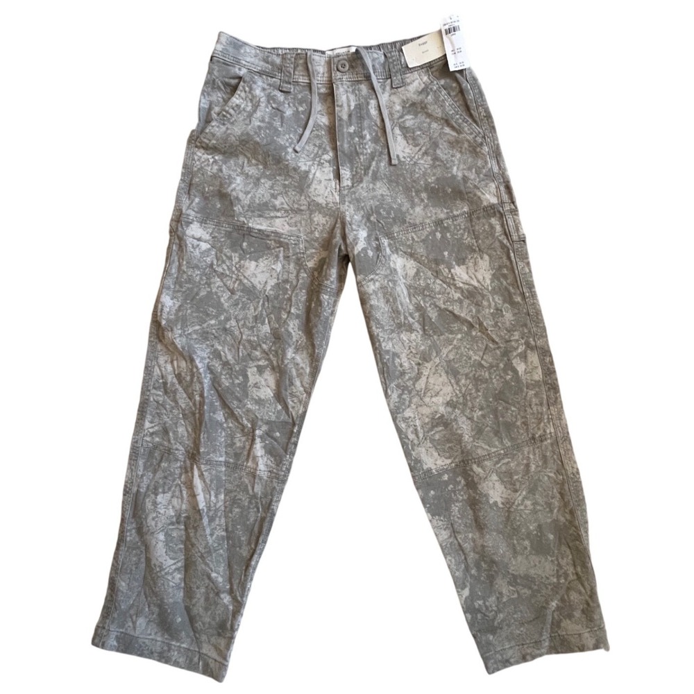 BRAND NEW Hollister Baggy Carpenter Pants Men Large Grey Stone Wash Camo Stretch